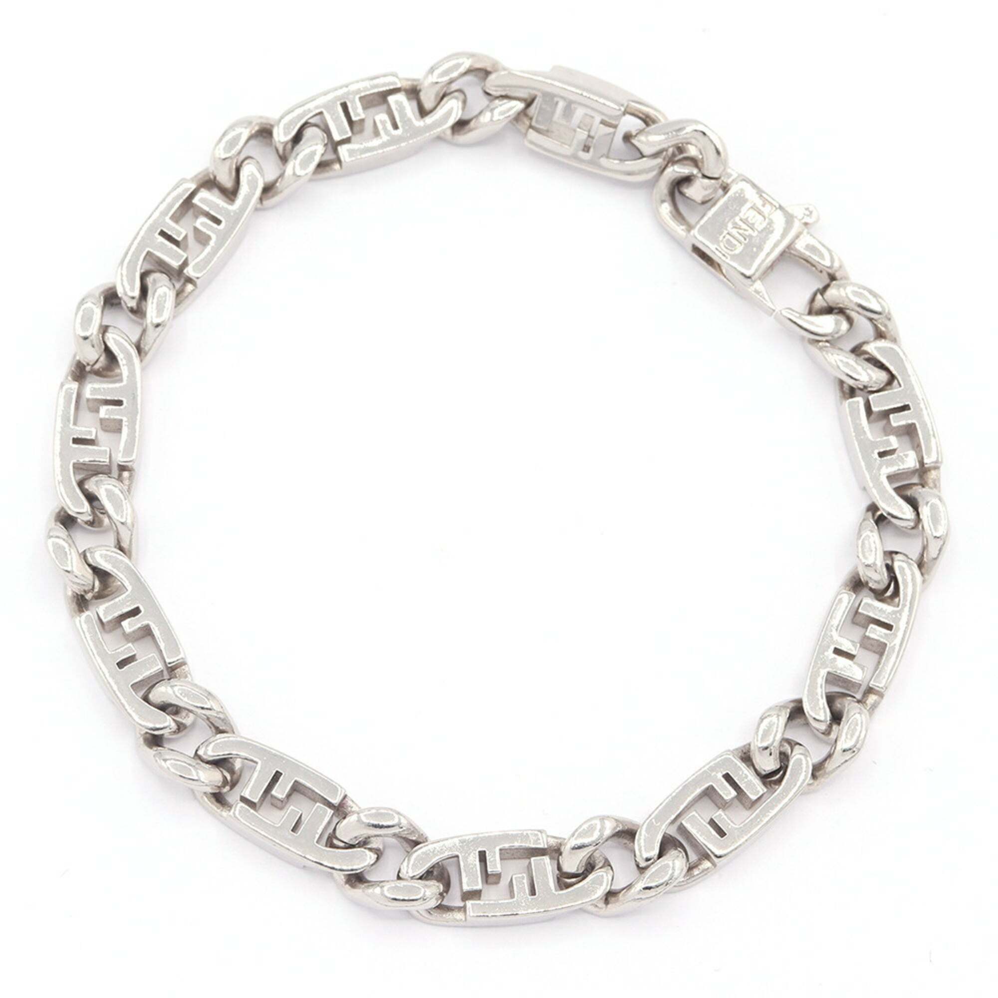 Fendi Auroch Bracelet 7aj556 Silver Metal Ff Chain Mens Womens Fendi 416$
